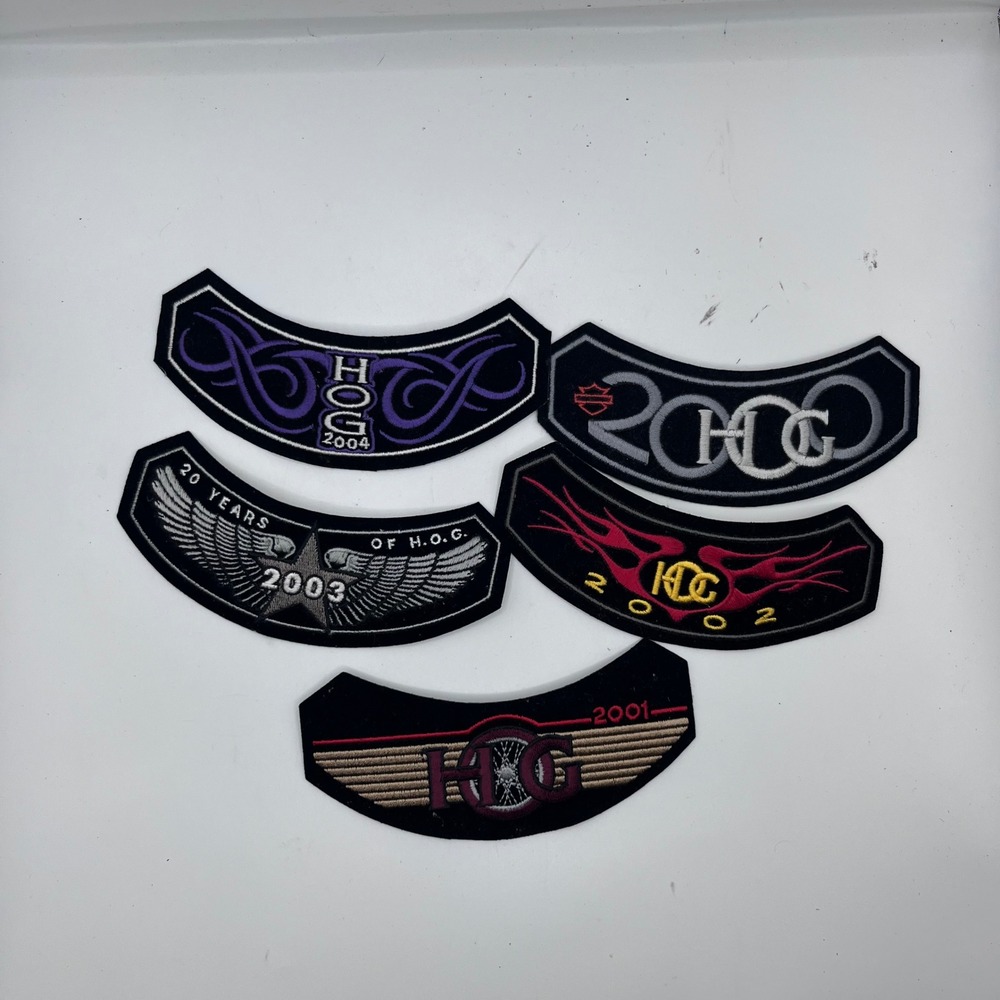 Harley-Davidson HOG Rocker Patches Unisex OS Multi 2000-2004 Embroidered 5pc Lot